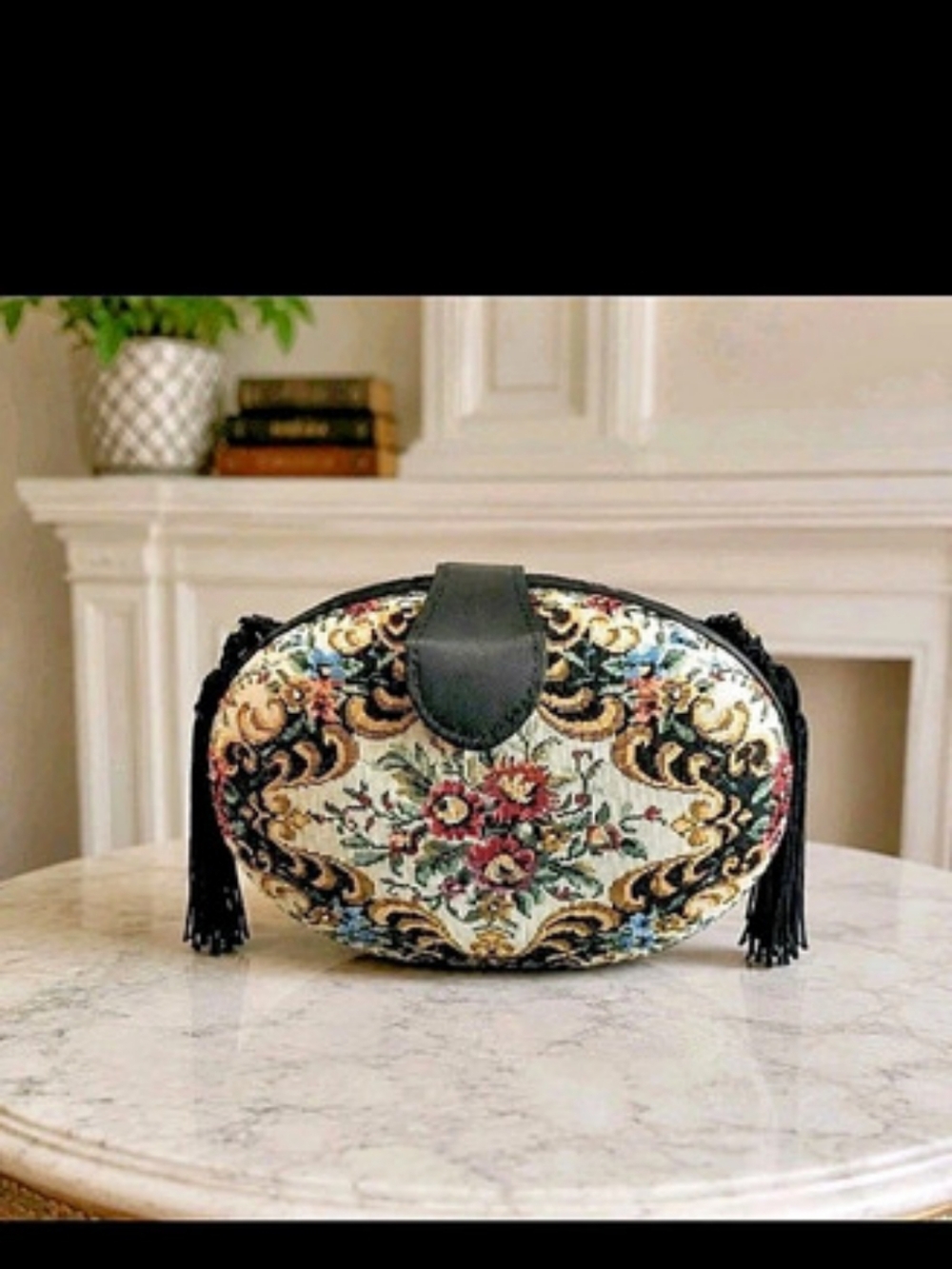 La Regale Floral Embroidered Crossbody in Black